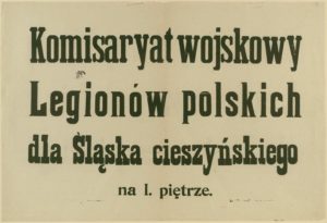 Szyld Komisariatu Wojskowego Legionów Polskich w Cieszynie.
